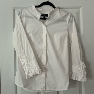 Banana Republic ruffle sleeve tailored button down
